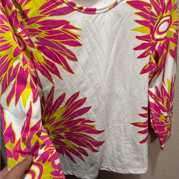 J. McLaughlin Pink and Yellow Floral Blouse - Picture 1 of 7